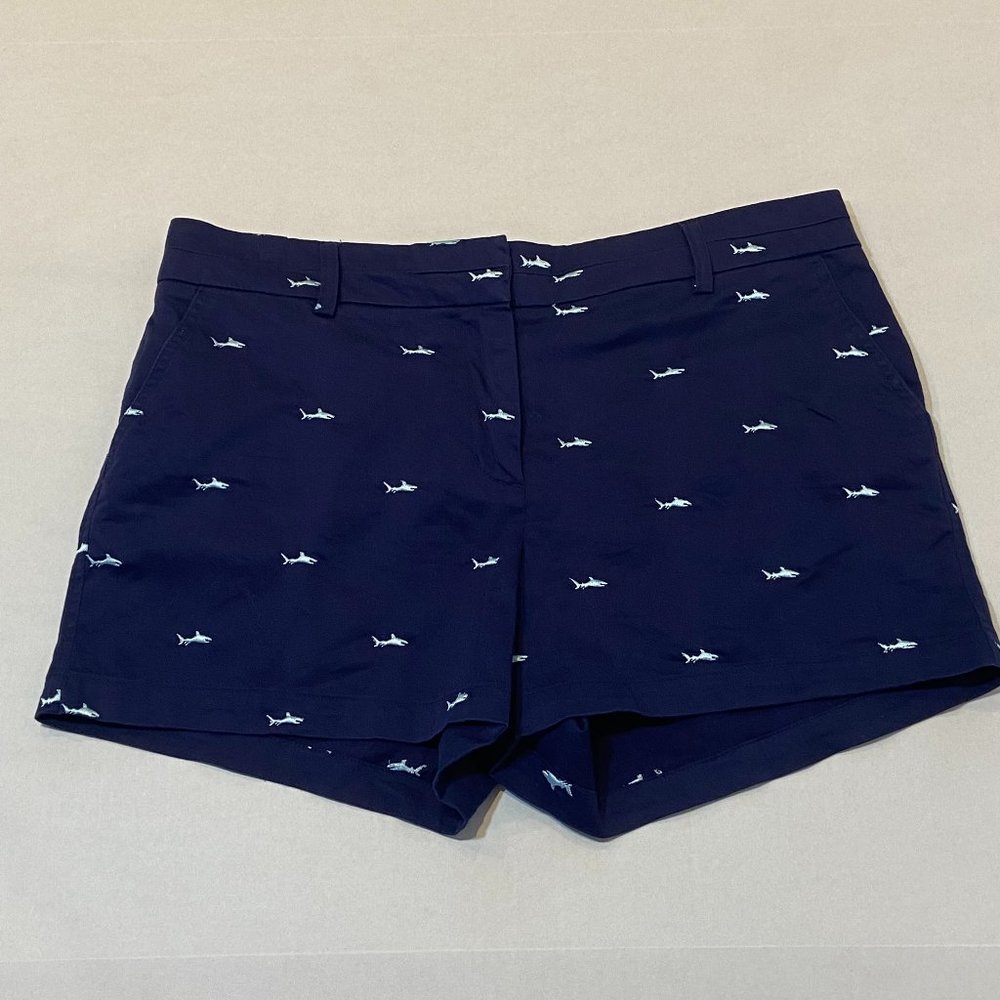 British Khaki navy shorts with little sharks, 12